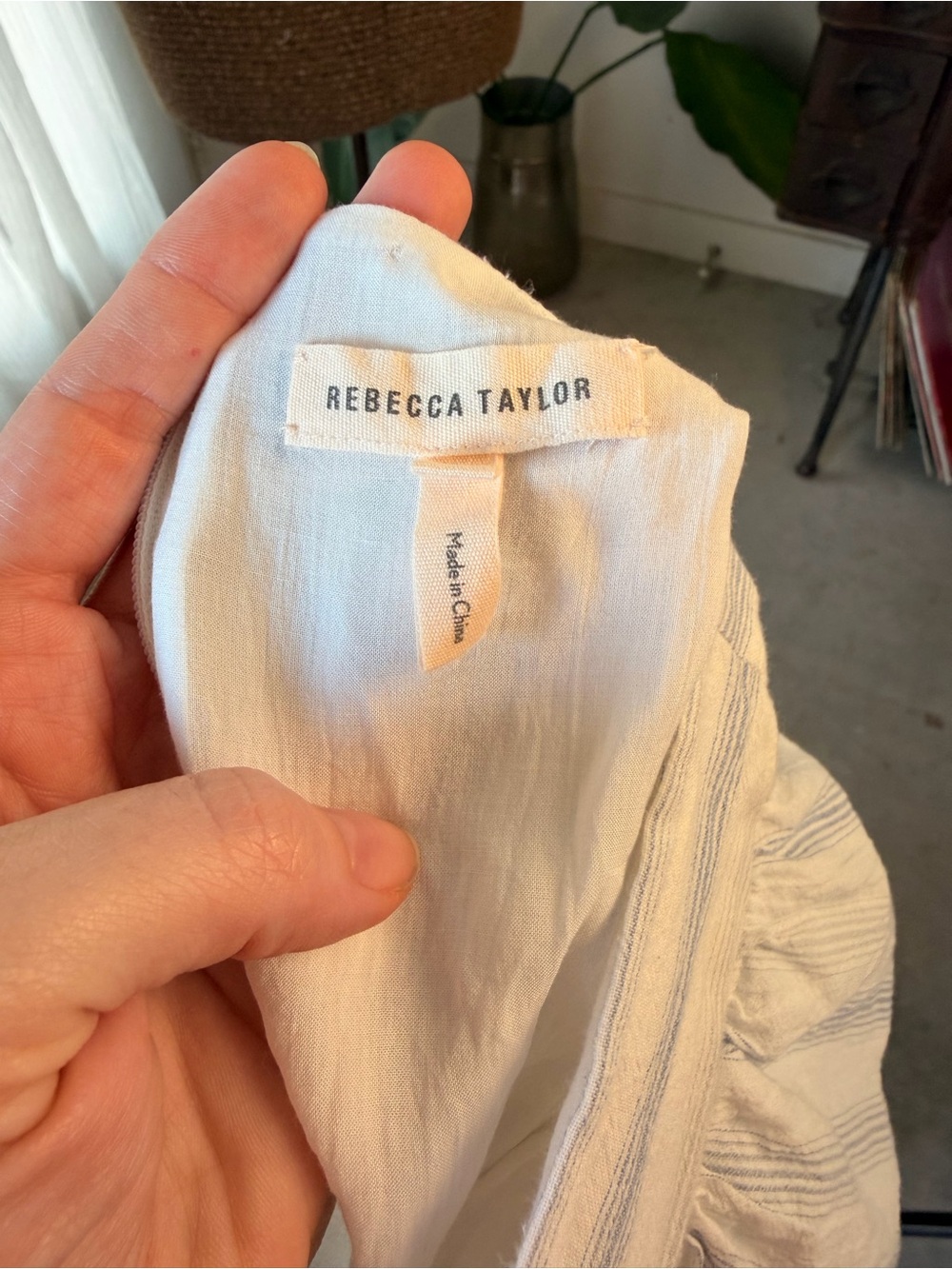 Rebecca Taylor Blue Stripe Ruffle Midi Dress Small - Picture 6 of 7